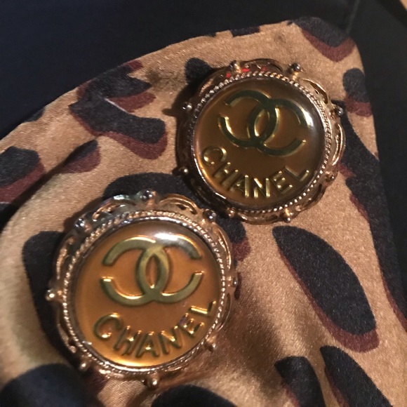 CHANEL Jewelry - CHANEL Vintage Button Logo  Style Pierced Earrings